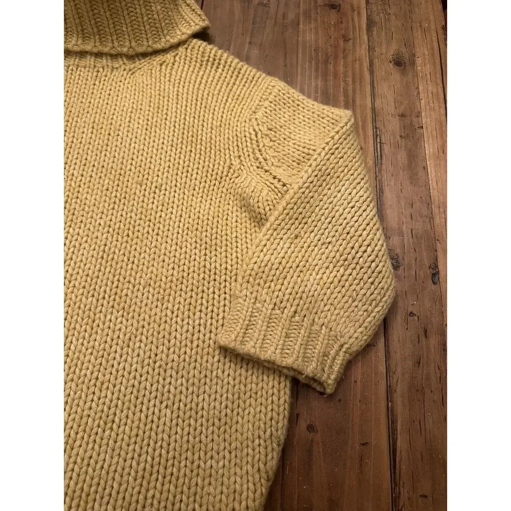 J Crew Women’s Chunky Knit Turtleneck Sweater Yellow Size Medium Oversized